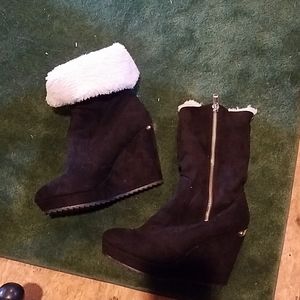 Juicey couture black fur boots